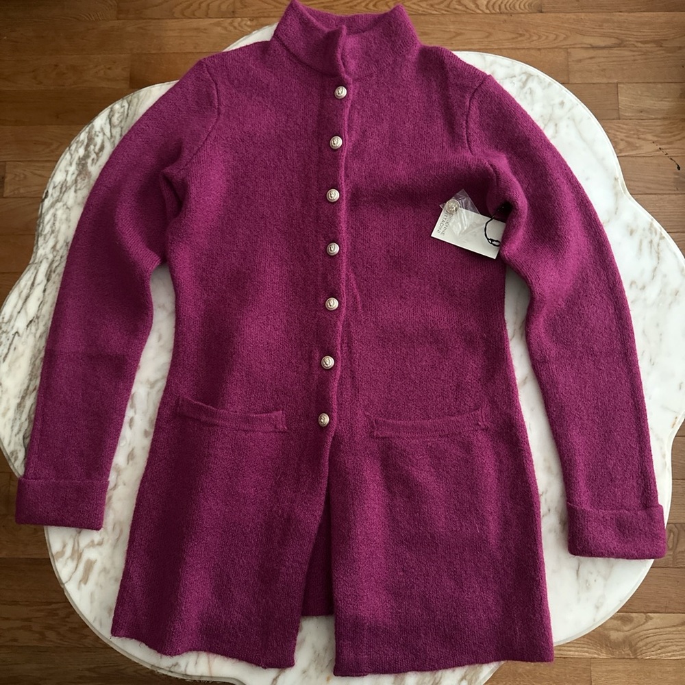 Purple Button-Up Cardigan